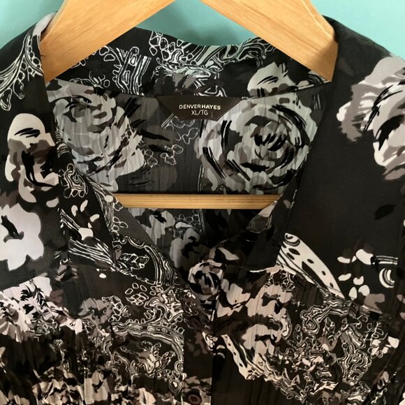 Black & Grey Ruffly Shirt Long Sleeve - Picture 1 of 5